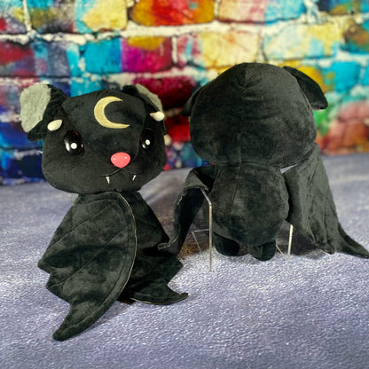 Crescent Moon Black Bat Plush