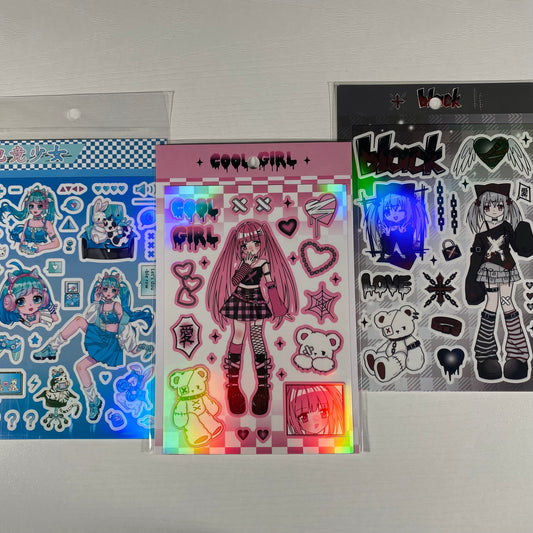 Anime Girl Art Sticker Sheets
